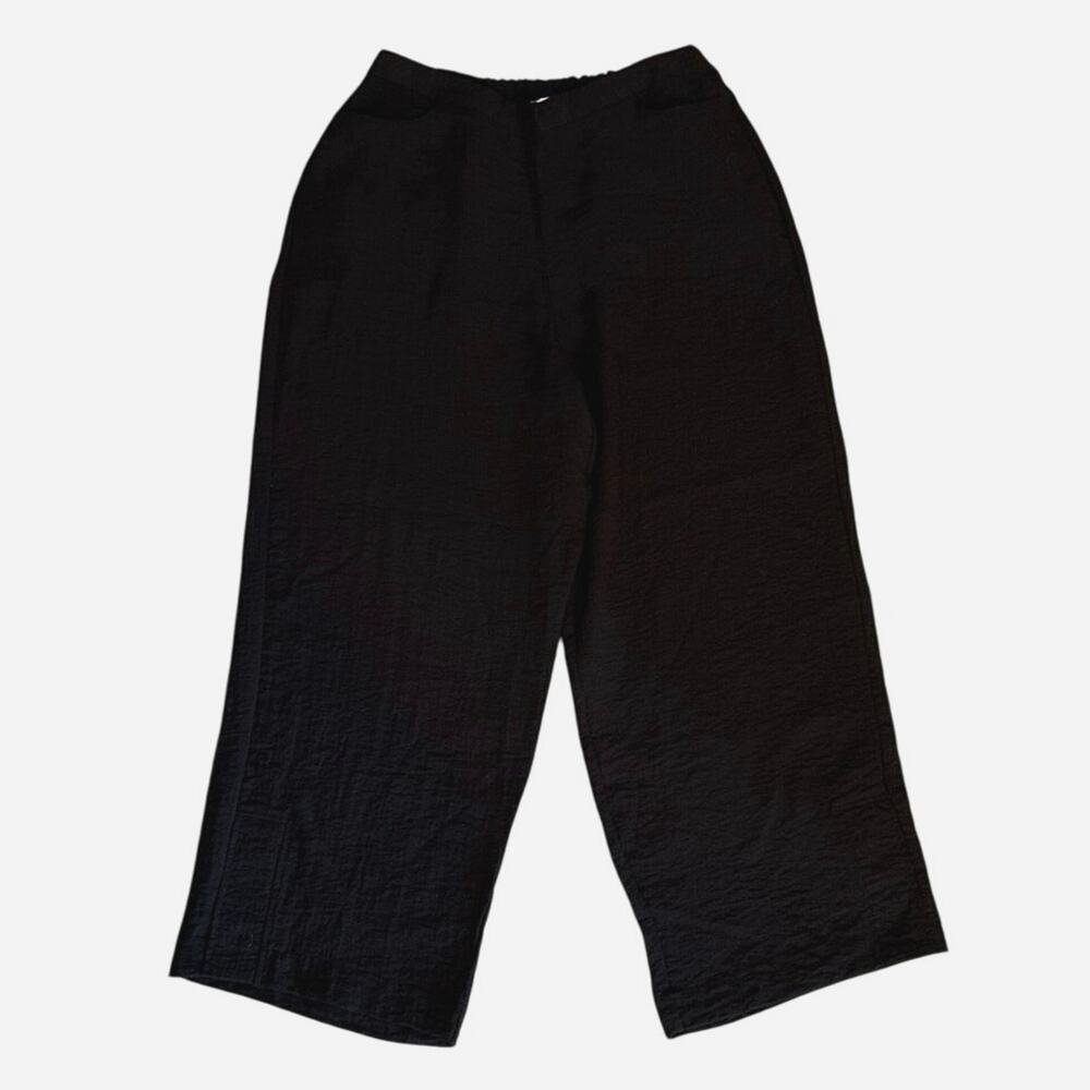 Habitat Size L Wide Leg Pants Pull On Black Lagenlook Minimal Capsule